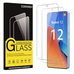 Coiwxmoi Verre Trempé pour Xiaomi Redmi 12 4G/5G 2 Pièces, Film de Protection Écran Dureté 9H Anti Rayures Résistant avec Haute Transparent Sans Bulless HD Haute Clair Protecteur D'écran pour Redmi 12