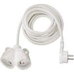 BRENNENSTUHL Rallonge electrique 2m avec fiche plate et prise double -IP20. type de cable H05VV-F 3G1.5-. Blanc