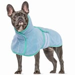 Peignoir Chien en Microfibre, Serviette pour Chien Extra Absorbant et Séchage Rapide Peignoir de Séchage pour Grands Moyens et Petits Chiens(Bleu, M)