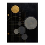 Golden Soot Abstract Geometric Oil Painting Planet Orbits Vertical Solar System Unframed Wall Art Print Poster Home Decor Premium