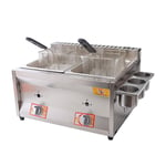 Deep Fryer,Commercial Gas Fryer, Countertop Basket Stainless Steel Deep Fat Fryer Restaurant Home Fries Chip with Seasoning Trough