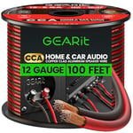 GearIT Pro Series 12 Gauge (2 x 4mm²) Speaker Wire Cable (30.4 Meters / 100 Feet/Black Red) CCA Hifi Audio Speaker Cable Great Use for Car Audio and Home Theater Surround Sound Systems