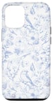 Coque pour iPhone 12/12 Pro Toile bleue et blanche à motif français, toile bleu clair française