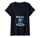 Womens Pool Ninja Billiards Player Playing Billiard Ninja V-Neck T-Shirt