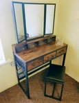 Dressing Table With Mirror And Stool Vanity Makeup Set Desk Bedroom 3 Drawers