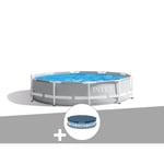 Piscine tubulaire ronde Intex Prism Frame 3,05x0,76m avec filtre à cartouche et bâche de protection - Gris