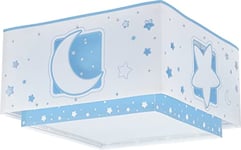 Dalber Plafonnier enfant Moonlight lune et étoiles Bleu, Lustre chambre; Enfant, Lampe de Plafond enfant, 63236T, E27