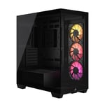 CORSAIR 3500X ARGB Mid-Tower ATX Dual Chamber PC Case – Panoramic Tempered Glass – Reverse Connection Motherboard Compatible – 3x CORSAIR RS120 ARGB Fans Included – Black
