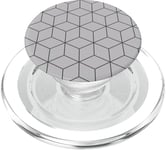 Gray Hexagons 3D Cubes Geometric Optical Illusion Pattern PopSockets PopGrip pour MagSafe