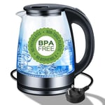 Electric Kettle & Glass Water Kettle with Blue LED, 1.8 Liter Cordless Kettle, Fast Boil, Boil-dry Protection, BPA Free, Auto Shut-Off, Black