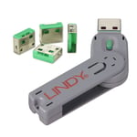 USB-A PC Port Blocker -  4 låse / 1 nøgle - Grøn