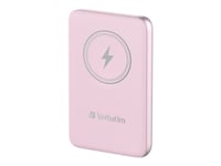 Verbatim Charge 'N' Go - Trådlös Powerbank - Magnetfäste - Li-Pol - 10000 Mah - 20 Watt - 2.4 A - Apple 2.4A, Apple Fast Charge, Bc1.2, Pd 3.0, Quick Charge 3.0 (24 Pin Usb-C) - Rosa