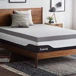 LUCID Surmatelas de 10 cm en Mousse à mémoire de Forme au de Charbon de Bambou – Surmatelas 140 x 190 cm, Gris