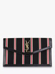 Pre-loved SAINT LAURENT Uptown Canvas Striped Clutch Bag, Black/Red