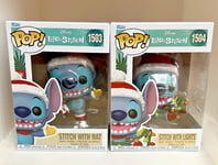 Funko Pop Vinyl Disney Stitch with Hat 1503 Stitch with Lights 1504 Christmas