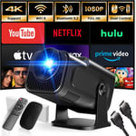 [App Intégrée] 2024 Upgraded Vidéoprojecteur 1920 * 1080p Fhd 4k Mini Projecteur Portable Dual Contrôle Avec Souris Android Tv Wifi 6 Bt5.2 270° Rotation Hdmi/Tv Stick/Usb/Ps5, Avec Hdmi Et Souris