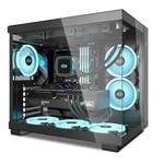 CPS T500 Boîtiers PC - PCCOOLER Flux d'air, Système Câbles Gestion Système, Intérieur Spacieux ARGB 6 x 120mm, I/O Port USB Type-C, Panneau à Libération Rapide, ATX Mid Tower PC Gaming Case (Nior)