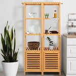 Bamboo Bathroom Cabinet Storage Tall Slim Furniture Toilet Kitchen Cupboard Door