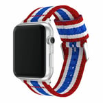 Apple Watch Series 4 40mm kellon vaihto ranneke valmistettu raidallisesta nailonista - Punainen/ Valkoinen/ Sininen Monivärinen