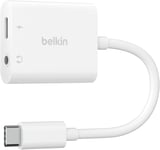 Belkin RockStar 3,5 mm Audio + USB-C ladeadapter (hvit)