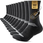 TANSTC Chaussettes Homme Femme 43-46, Hiver Chaude Epais Socquettes Coussin Unisexe, Chaussettes Hautes Contention Homme Basket-Ball Tennis Travail Loisirs Randonnée, Noir Lot De 5, Cadeau Homme