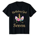 Youth 7 Year Old Birthday Girl Unicorn Shirt 7th Birthday Outfit T-Shirt