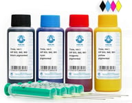 Encre Pour Imprimante Pure Ink 4X 100 Ml Cmyk, Encre De Recharge Compatible Pour Cartouche Hp 932, 933, 940, 950, 951 Kit De Recharge Avec Accessoires Et Instructions De Recharge