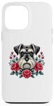 iPhone 13 Pro Max Roses Flowers Miniature Schnauzer Schnauzers Case