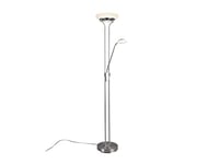 Reality Leuchten Orson R40073507 Lampadaire LED 27 W + LED 4,5 W avec variateur d'intensité en nickel mat et verre albâtre blanc