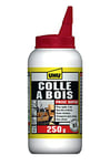 UHU Colle à bois express - Plus forte que le bois, résistante à l'humidité, D2, sans solvants, embout de précision, transparente, biberon 250g