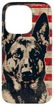 Coque pour iPhone 14 Pro Drapeau blanc moderne rayé patriotique berger allemand américain