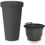 Casaria® Pot de fleurs xxl 42L Bac à plantes 63x40cm rond résistant à l'hiver jardin terrasse Cache-pot Bac à fleurs Anthracite