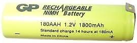 GP BATTERIES Industrial NiMH Rechargeable AA Battery 1.8Ah with solder Tags