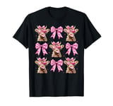 Cute Heart Coquette Bow Highland Cow Western Valentine’s Day T-Shirt