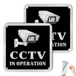 SINMAO CCTV Stickers Metal with Self-adhesive & Pre-Drilled Holes 10×10cm Small CCTV Sign Window Sticker/CCTV and Audio Recording in Operation Sign Sticker/Warning Stickers x2