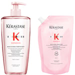 Kérastase Genesis Hydra-Fortifiant Refillable Shampoo And Refill Pouch Duo 500ml For Hair Fall Due To Breakage