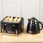  Kettle & Toaster Set 1.7L Rapid Boil Electric Black Kitchen Appliances   