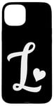 iPhone 15 Plus white letter L monogram initial minimalist heart graphic Case