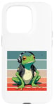 Coque pour iPhone 15 Pro Frog Headphones Music Chill Cool Veste décontractée