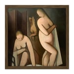 Kremlicka Three Women In Bath Painting Square Framed Wall Art Print Picture 16X16 Inch