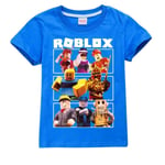 Pojkar Flickor Sommar Casual Kortärmad T-shirt Roblox Barn T-shirt T-shirt i bomull Dark blue 160cm