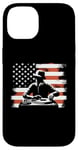 Coque pour iPhone 14 Drapeau américain DJ – Amoureux de la platine Deejay des États-Unis patriotiques