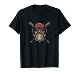 Monkey head in a baseball cap with a baseball bat T-Shirt