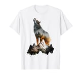 Wolf Howls Mountains Nature Animal Art Animal Lovers Wolf T-Shirt