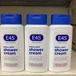 3 X E45 Emollient Shower Cream 200ml for Dry and Sensitive and Itchy Skin.