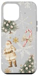 Coque pour iPhone 12 Pro Max Coquette Père Noël et sapin de Noël esthétiques Beige neutre