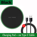 15w Sans Fil Chargeur Pad Stand Pour Iphone 14 13 12 11 Pro X 8 Samsung Xiaomi Téléphone Chargeurs Induction Rapide De Charge Dock Station - Type Black With Cable