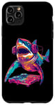 Coque pour iPhone 11 Pro Max Party Shark Disco DJ avec illustration de platine casque