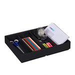 Relaxdays Organisateur de Bureau, 4 Compartiments, Bambou, empilable, Multifonction, HLP env. 6,5x35x26 cm, Anthracite