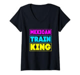 Womens Mens Mexican Train King Dominoes King V-Neck T-Shirt